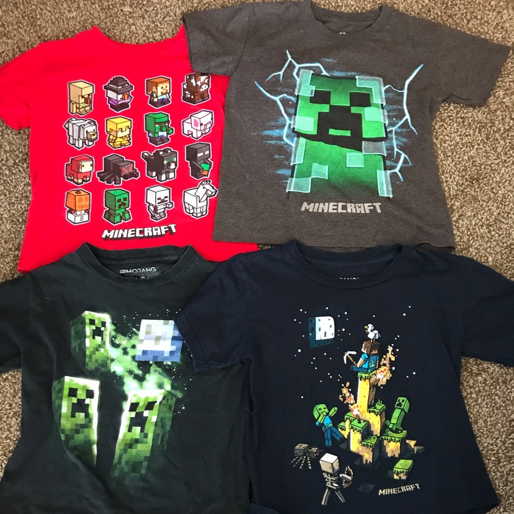 Four Minecraft little boys short sleeve tees